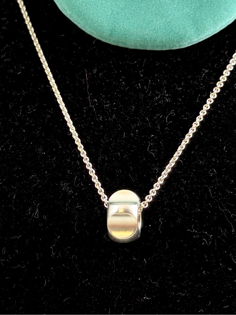 TIFFANY & CO. Paloma Picasso Sterling Ridged Circle Gear Pendant Necklace COA